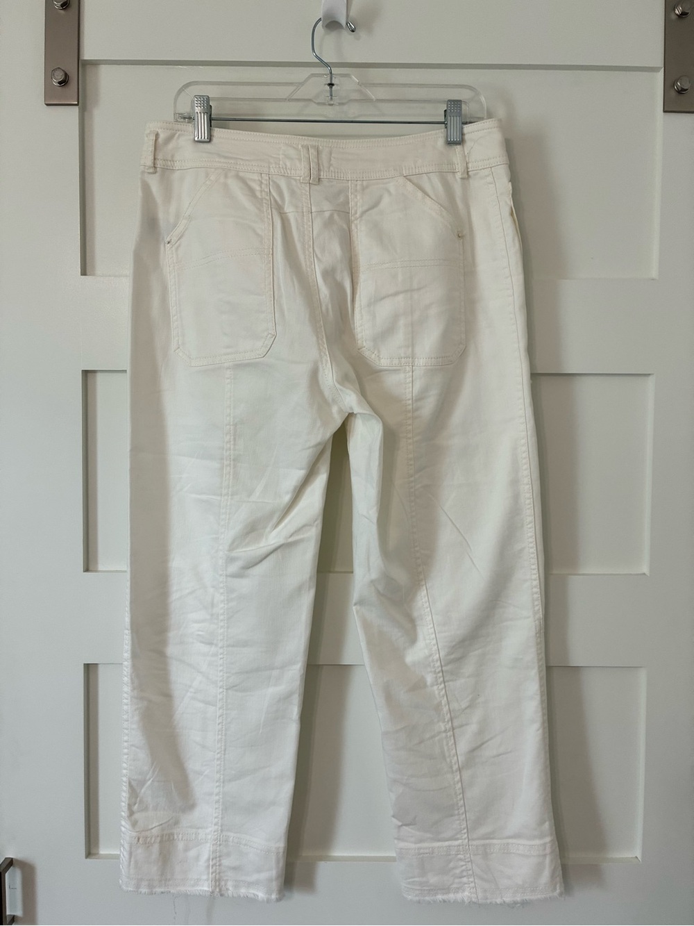 Anthropologie Off White Utility Cropped Pants